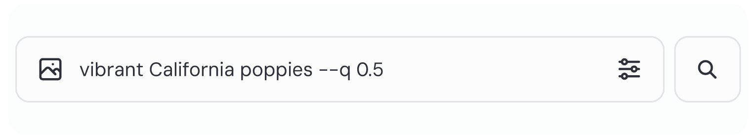Using --q on midjourney.com